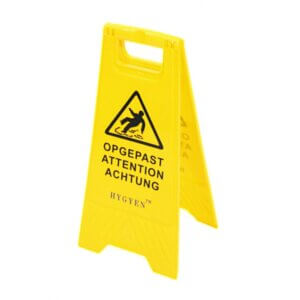 Waarschuwingsbord ‘Opgepast / Attention / Achtung’