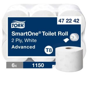 Toiletpapier T8 advanced 2-laags wit 6 rollen x 1150 vellen Tork 472242